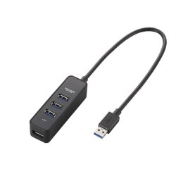 ELECOM USBハブ USB3.0対応 マグネット付き バスパワー 4ポート ブラック 【PS4対応】 U3H-T405BBK