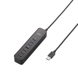 ELECOM USBハブ USB3.0対応 マグネット付き セルフ・バスパワー両対応 7ポート ブラック 【PS4対応】 U3H-T706SBK